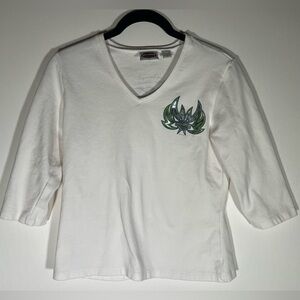 Vintage Y2K 2005 Harley-Davidson v-neck baby white tee Ozarks Springfield sz M